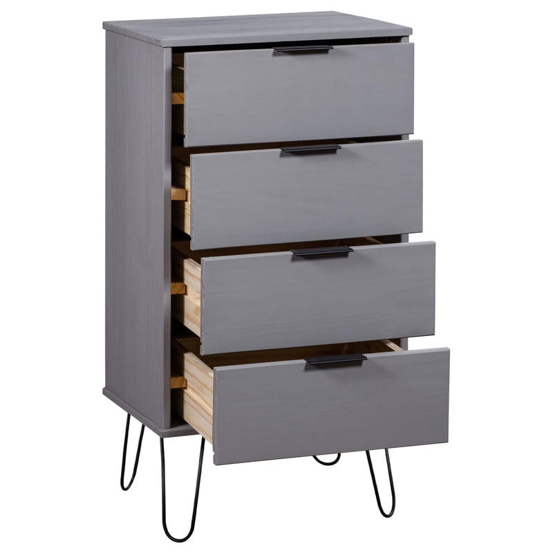 Drawer Cabinet Grey 45x39.5x90.3 cm Solid Pine Wood