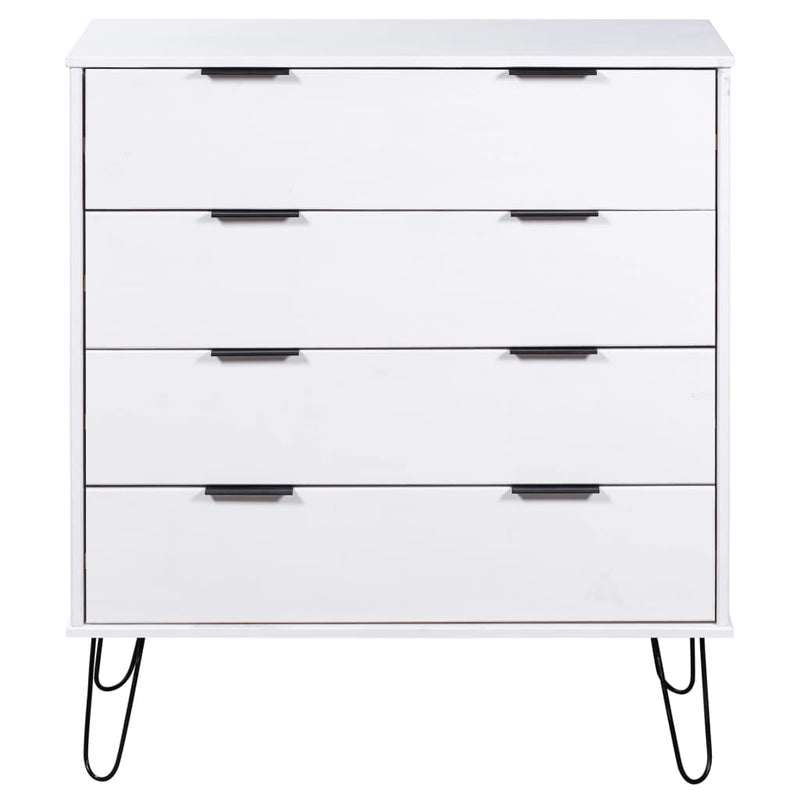 Drawer Cabinet White 76.5x39.5x90.3 cm Solid Pine Wood