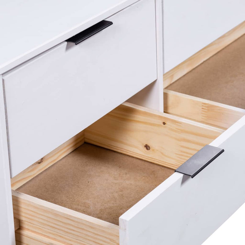 Drawer Cabinet White 119.3x39.5x73.6 cm Solid Pine Wood