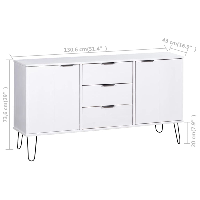 Sideboard New York Range White Solid Pine Wood