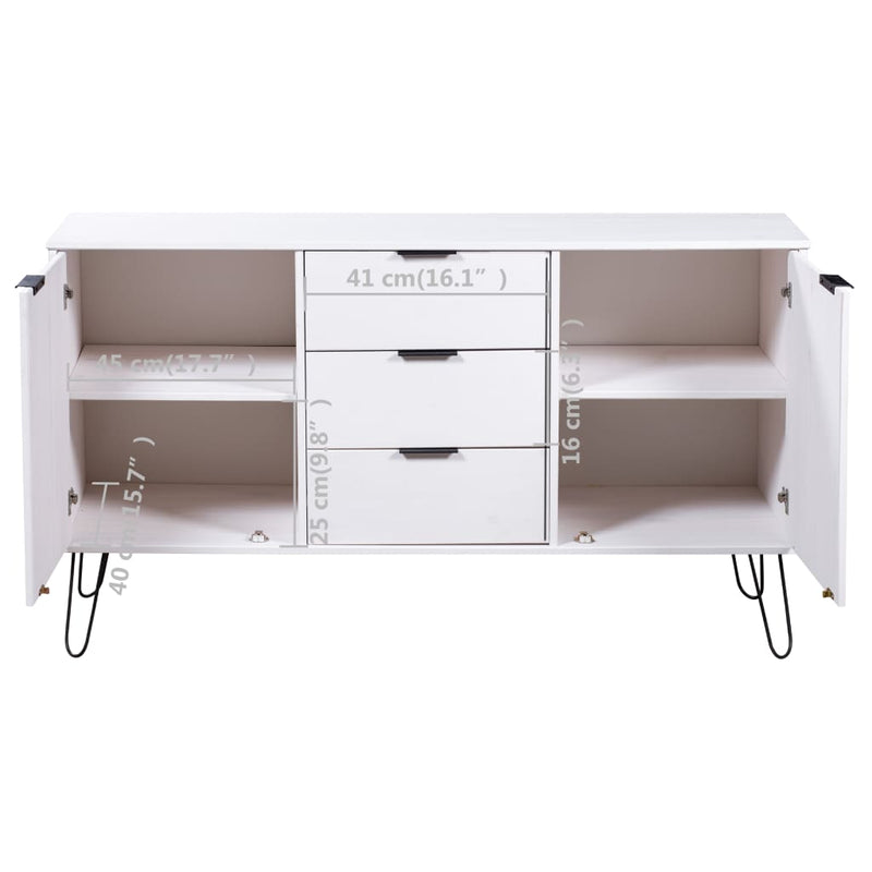 Sideboard New York Range White Solid Pine Wood