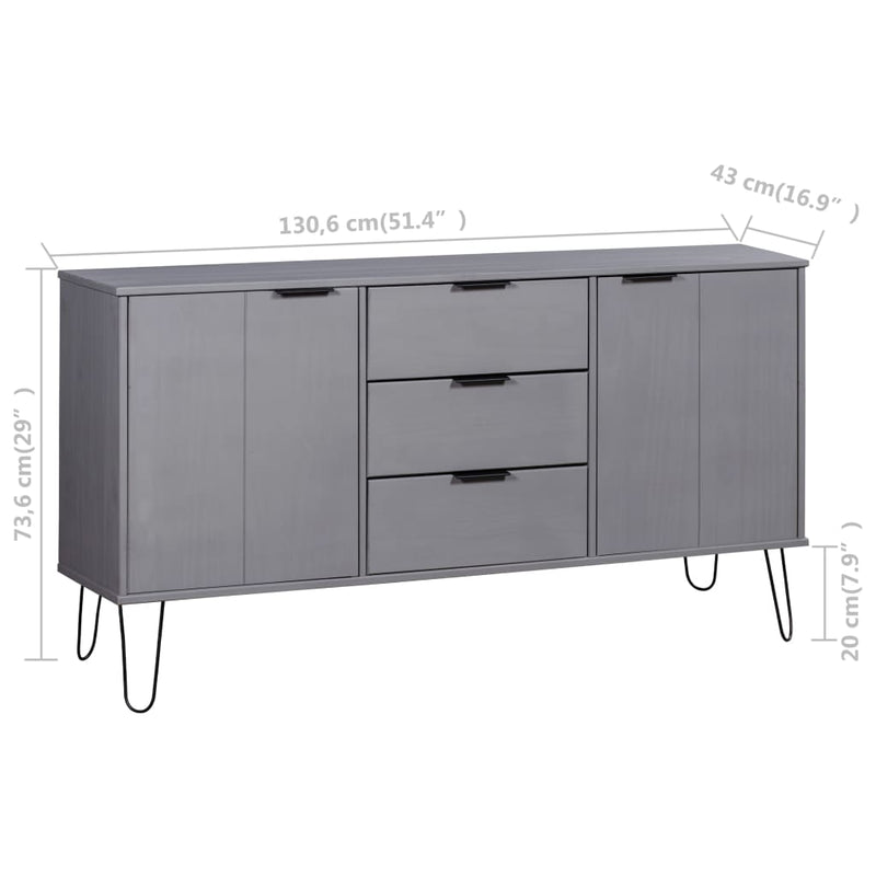 Sideboard New York Range Grey Solid Pine Wood