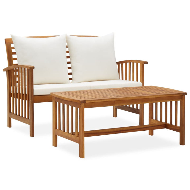 2 Piece Garden Lounge Set with Cushions Solid Acacia Wood