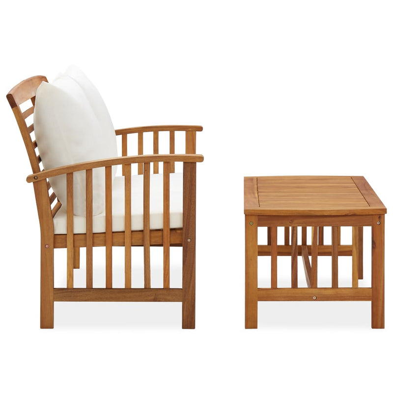 2 Piece Garden Lounge Set with Cushions Solid Acacia Wood