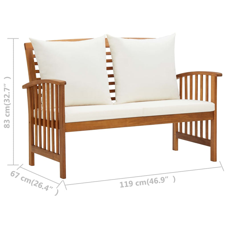 2 Piece Garden Lounge Set with Cushions Solid Acacia Wood