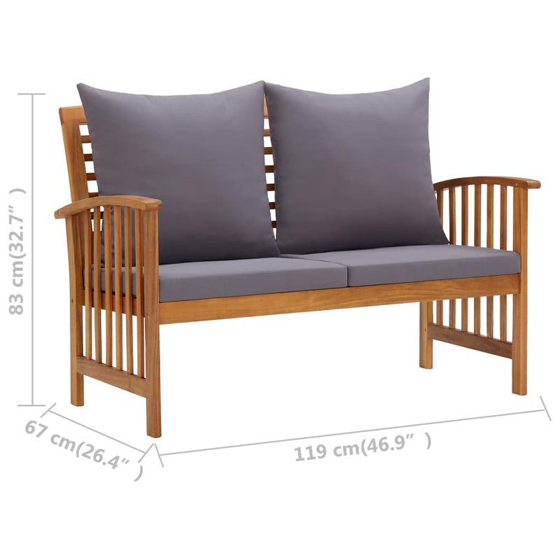 2 Piece Garden Lounge Set with Cushions Solid Acacia Wood