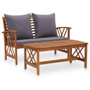 2 Piece Garden Lounge Set with Cushions Solid Acacia Wood