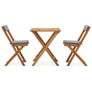 3 Piece Folding Bistro Set with Cushions Solid Acacia Wood