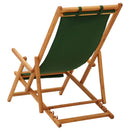 Folding Beach Chair Solid Eucalyptus Wood and Fabric Green