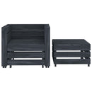 2 Piece Garden Pallet Lounge Set Grey Wood