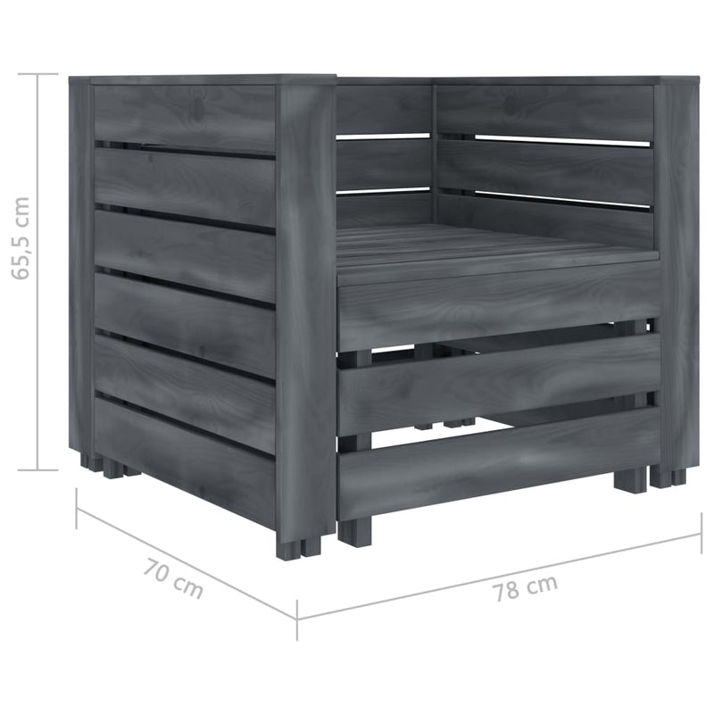 2 Piece Garden Pallet Lounge Set Grey Wood