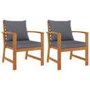 Garden Chairs 2 pcs with Dark Grey Cushion Solid Acacia Wood