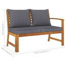 Garden Bench 114.5 cm with Dark Grey Cushion Solid Acacia Wood