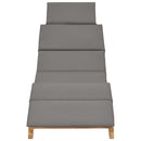 Folding Sun Lounger with Dark Grey Cushion Solid Teak Wood