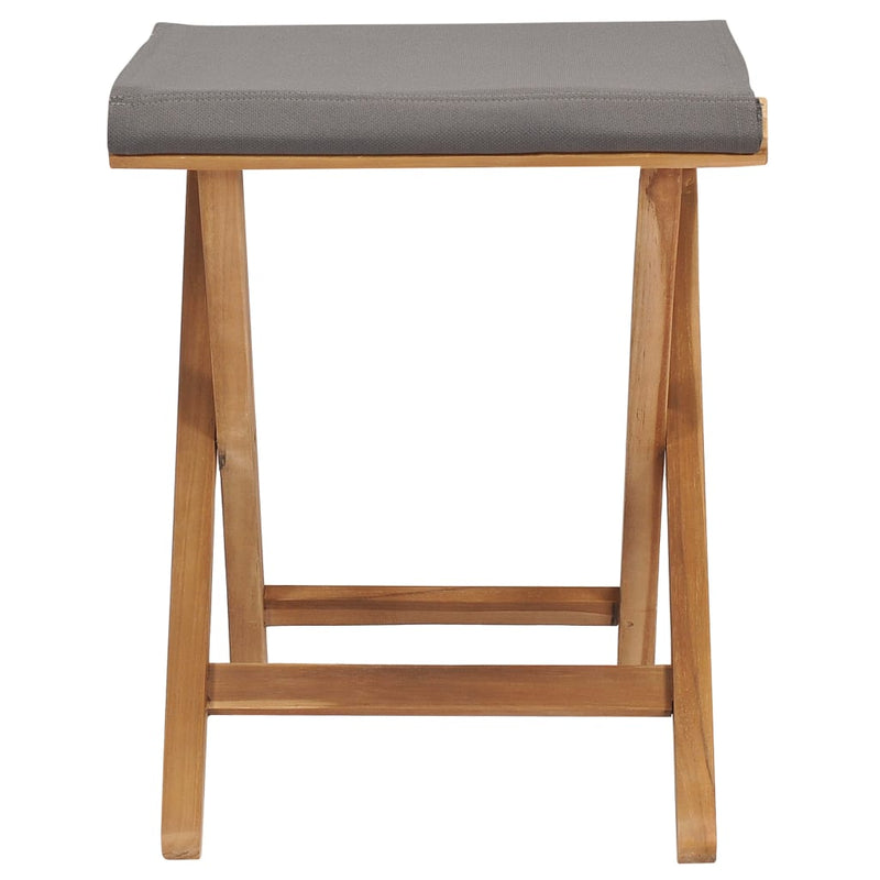 Folding Chairs 2 pcs Solid Teak Wood and Fabric Dark Grey