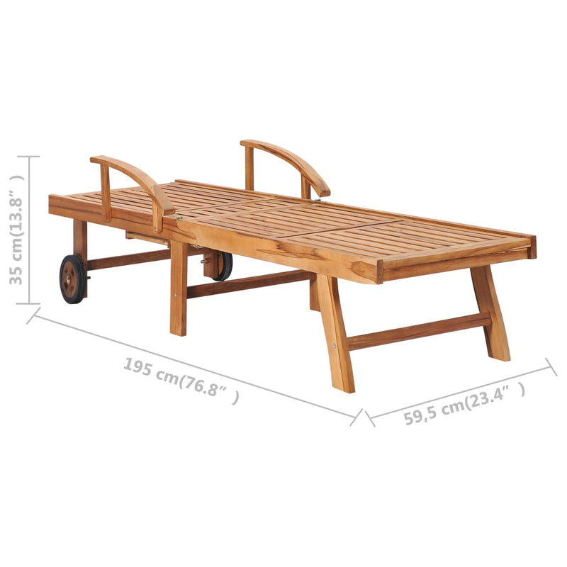 Sun Lounger Solid Teak Wood