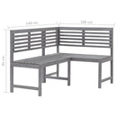 Garden Corner Bench Grey 140 cm Solid Acacia Wood