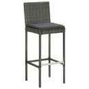 Garden Bar Stools with Cushions 2 pcs Grey Poly Rattan
