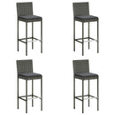Garden Bar Stools with Cushions 4 pcs Grey Poly Rattan