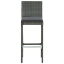Garden Bar Stools with Cushions 4 pcs Grey Poly Rattan