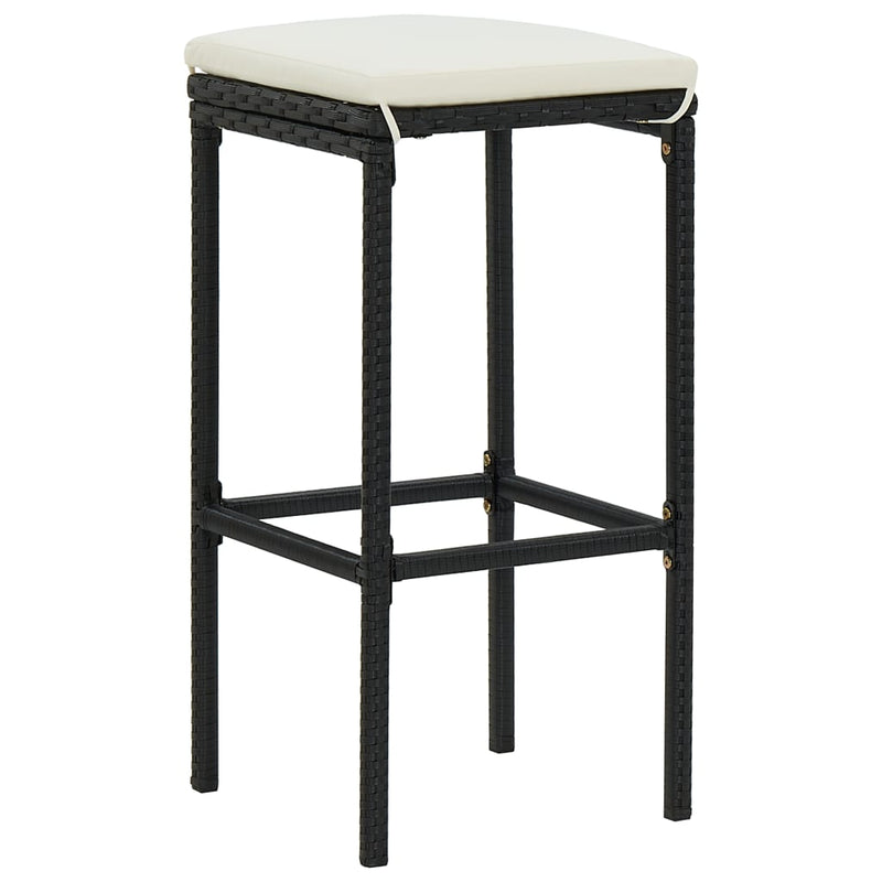 Bar Stools with Cushions 4 pcs Black Poly Rattan