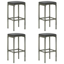 Bar Stools with Cushions 4 pcs Grey Poly Rattan