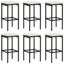 Bar Stools with Cushions 6 pcs Black Poly Rattan
