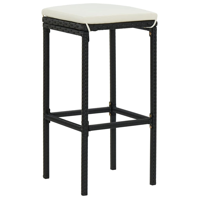 Bar Stools with Cushions 6 pcs Black Poly Rattan