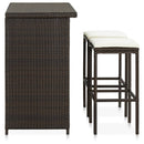 3 Piece Bar Set Poly Rattan Brown