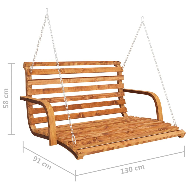 Swing Bench Solid Bent Wood with Teak Finish 91x130x58 cm