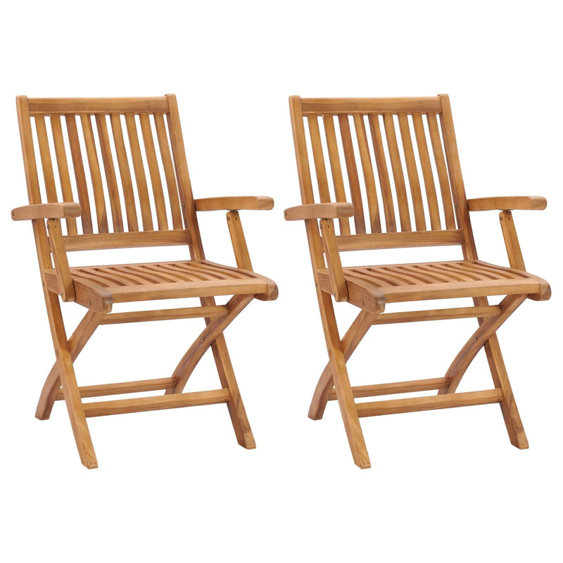 Folding Garden Chairs 2 pcs Solid Teak Wood