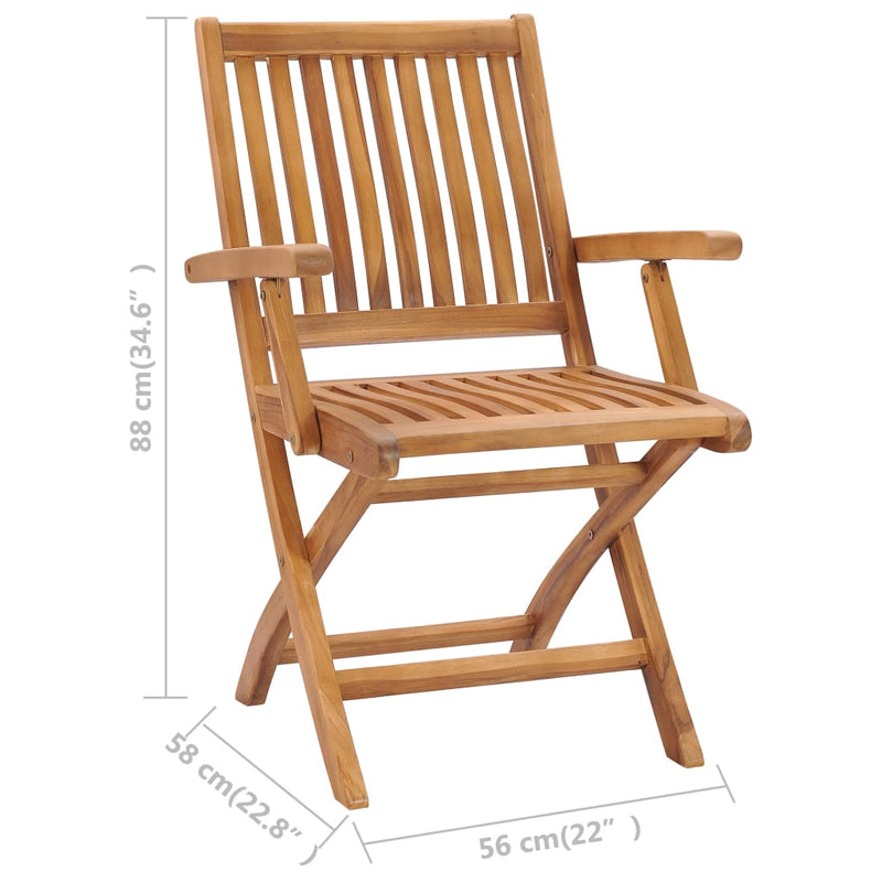 Folding Garden Chairs 2 pcs Solid Teak Wood