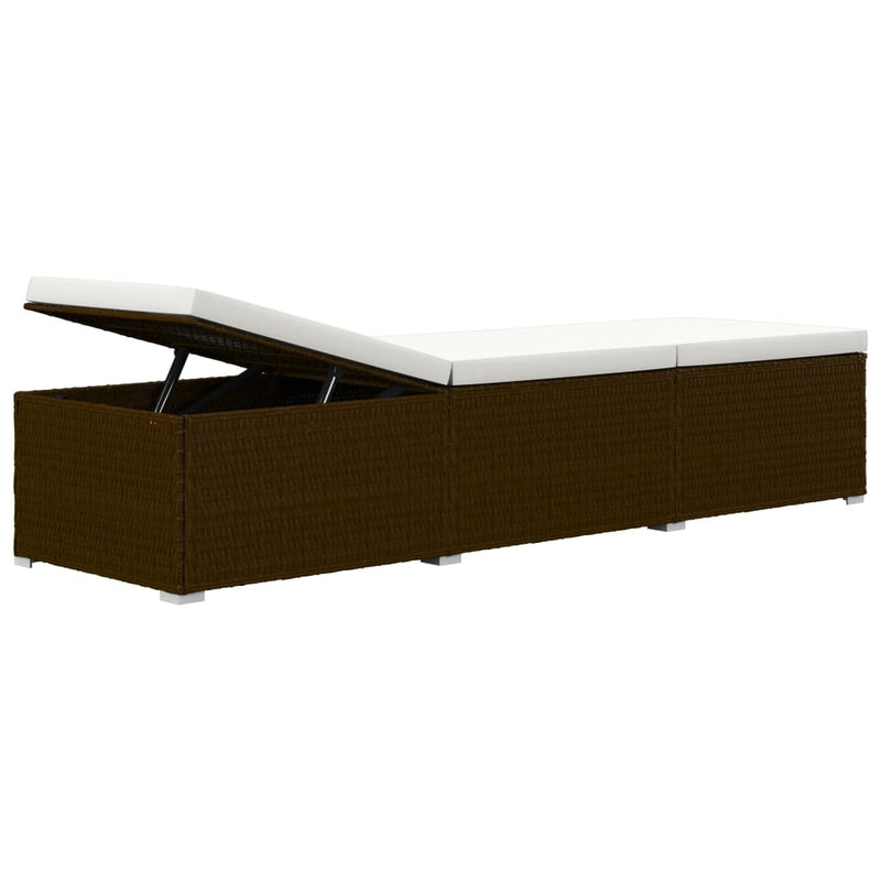 3 Piece Garden Sun Loungers with Tea Table Poly Rattan Brown