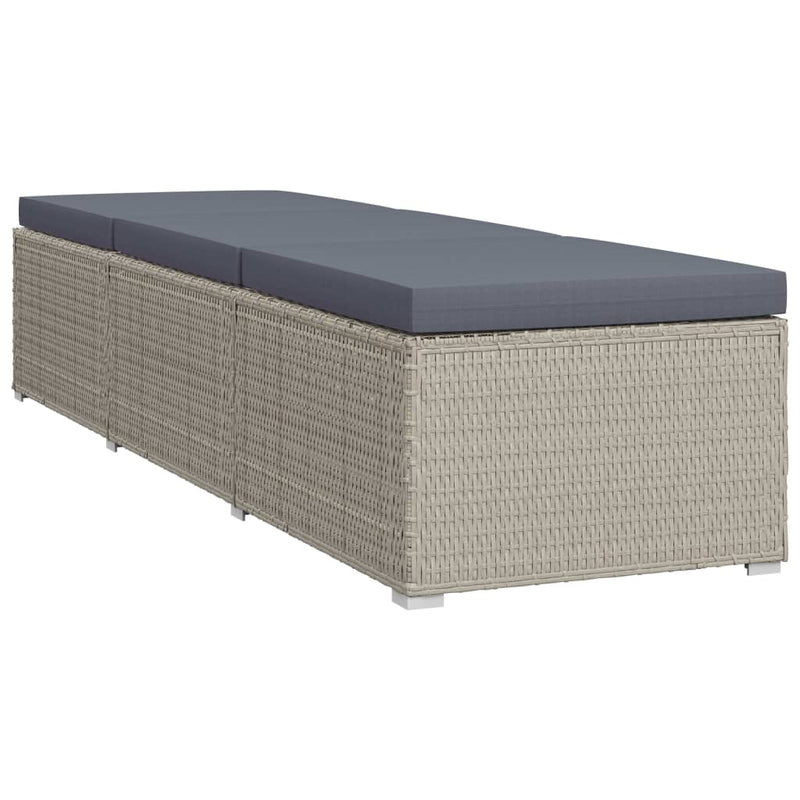 3 Piece Garden Sun Loungers with Tea Table Poly Rattan Grey