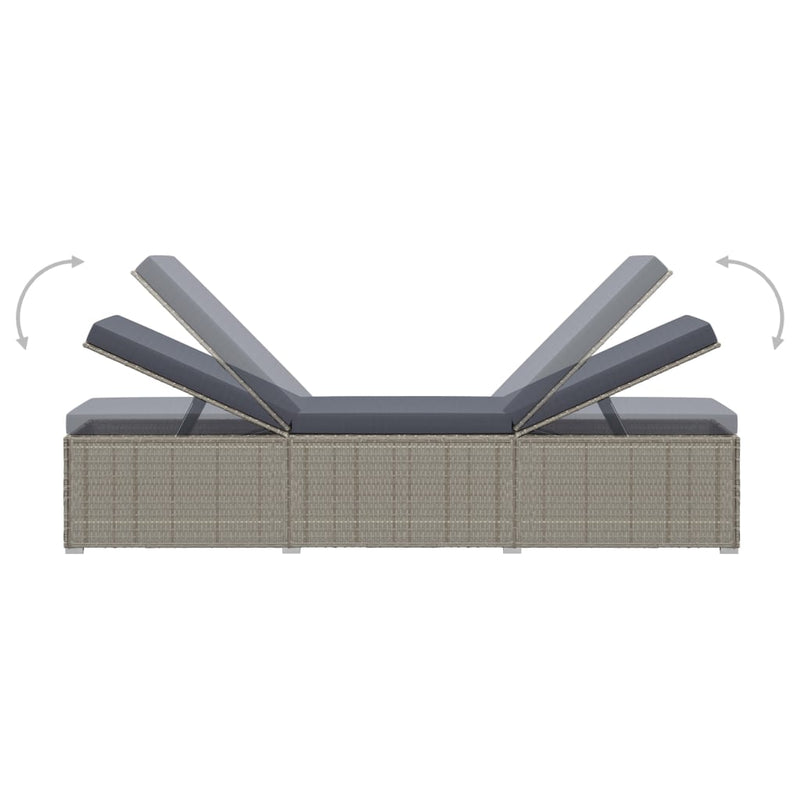 3 Piece Garden Sun Loungers with Tea Table Poly Rattan Grey