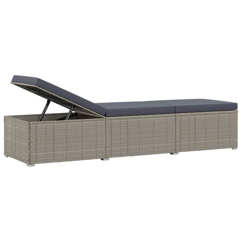 3 Piece Garden Sun Loungers with Tea Table Poly Rattan Grey