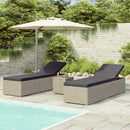 3 Piece Garden Sun Loungers with Tea Table Poly Rattan Grey