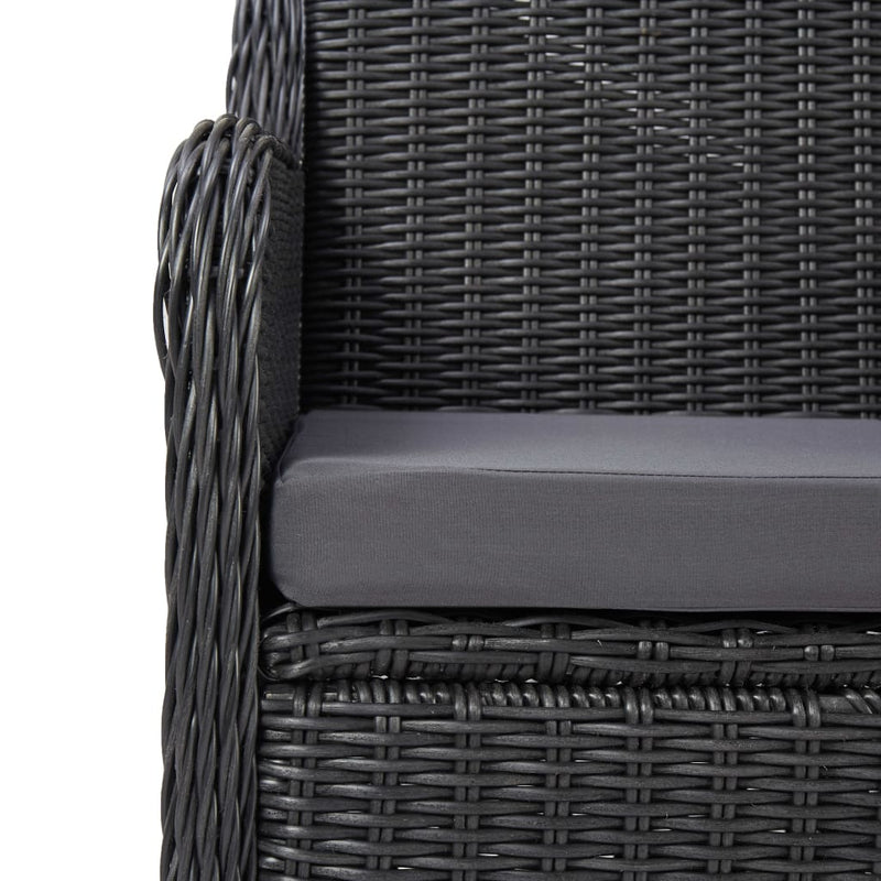 7 Piece Outdoor Dining Set Poly Rattan Black