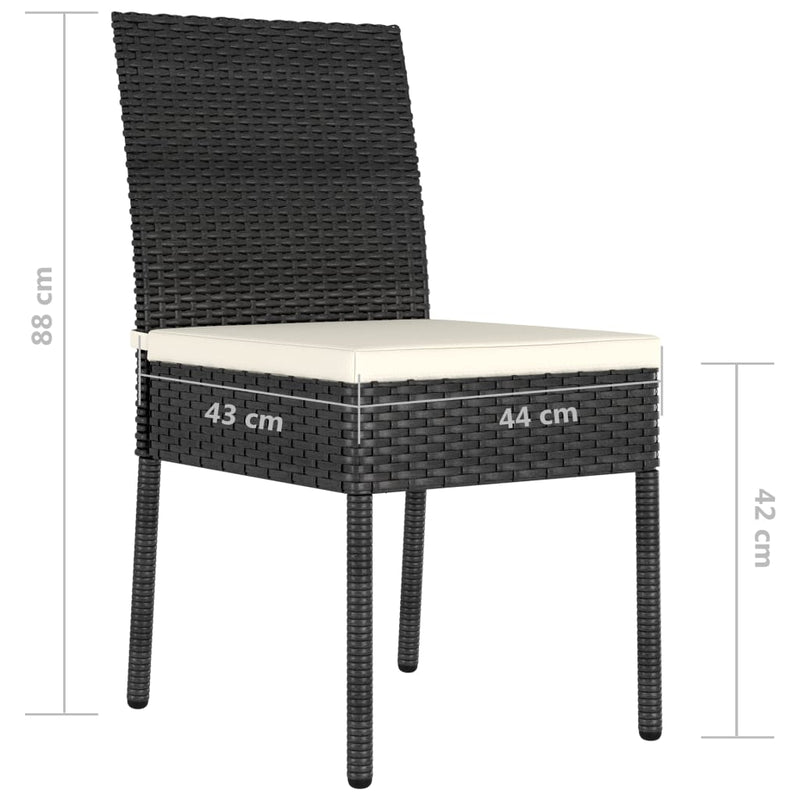 Garden Dining Chairs 2 pcs Poly Rattan Black