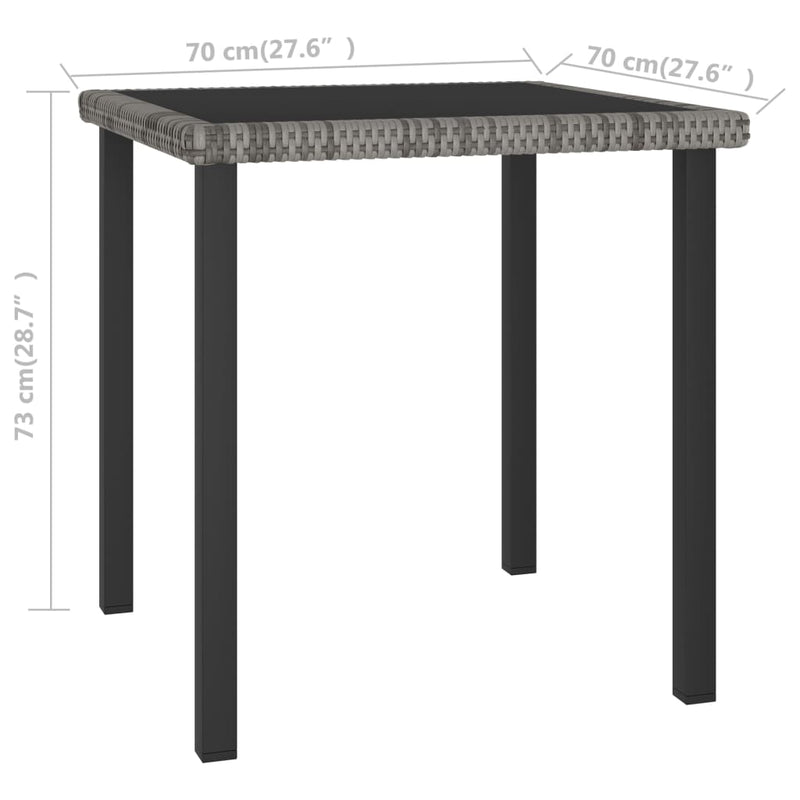 Garden Dining Table Grey 70x70x73 cm Poly Rattan