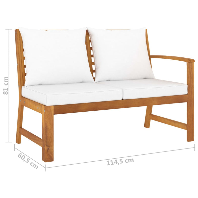 5 Piece Garden Lounge Set with Cushion Cream Solid Acacia Wood.