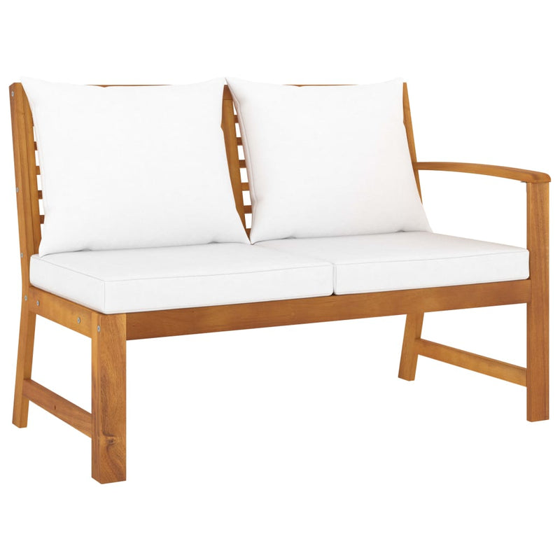 5 Piece Garden Lounge Set with Cushion Cream Solid Acacia Wood