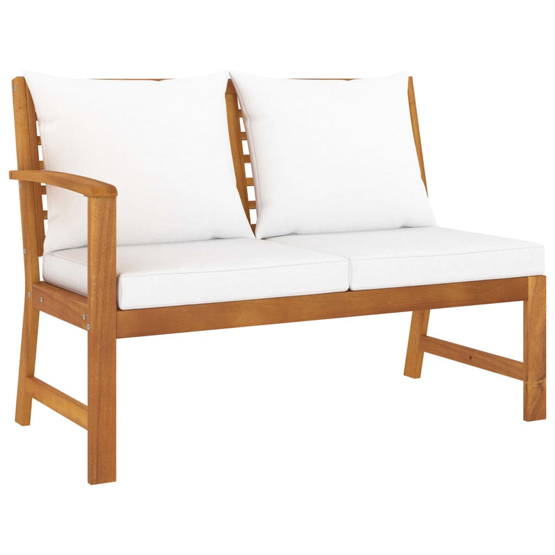 5 Piece Garden Lounge Set with Cushion Cream Solid Acacia Wood