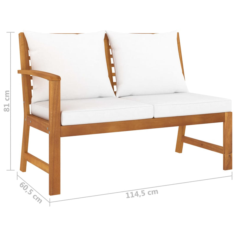 5 Piece Garden Lounge Set with Cushion Cream Solid Acacia Wood