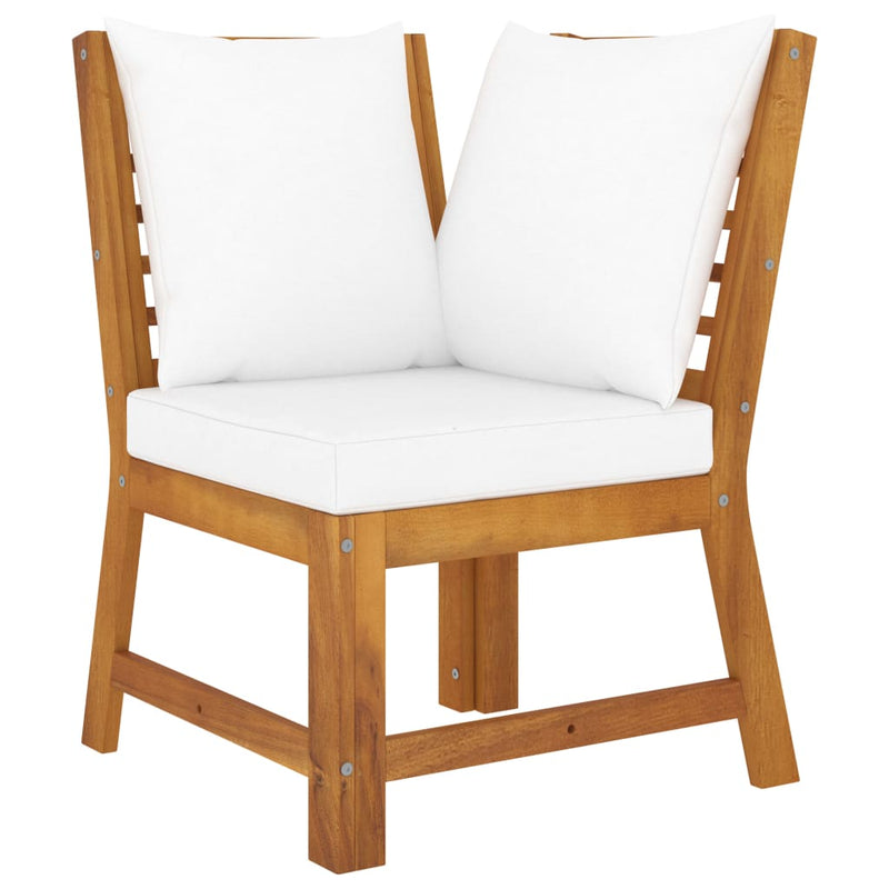 4 Piece Garden Lounge Set with Cushion Cream Solid Acacia Wood