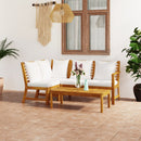 4 Piece Garden Lounge Set with Cushion Cream Solid Acacia Wood