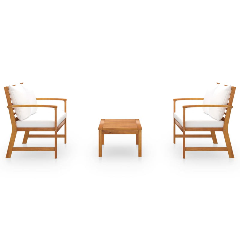 3 Piece Garden Lounge Set with Cushion Solid Acacia Wood