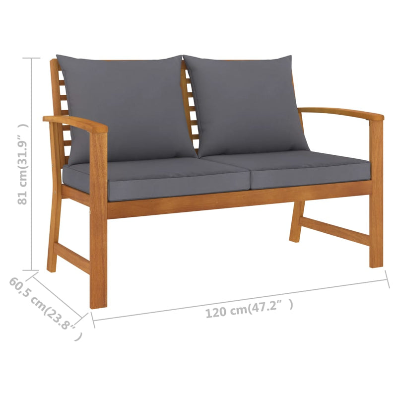 3 Piece Garden Lounge Set with Cushion Solid Acacia Wood