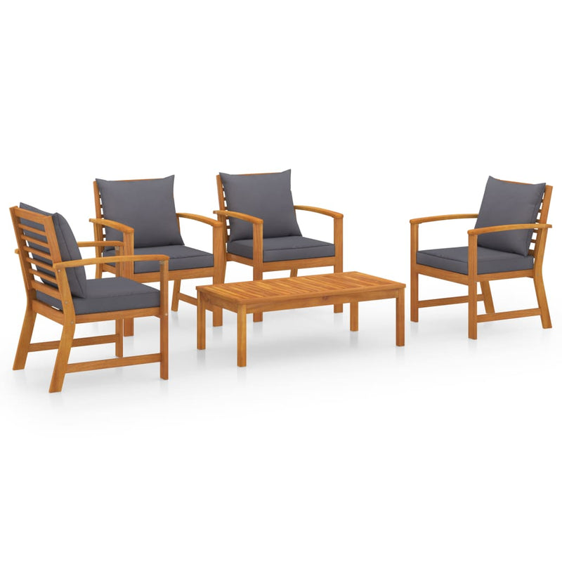 5 Piece Garden Lounge Set with Cushion Solid Acacia Wood