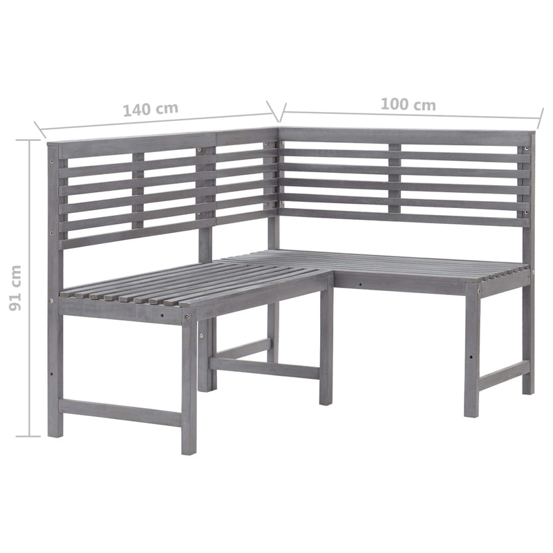 2 Piece Bistro Set Solid Acacia Wood Grey